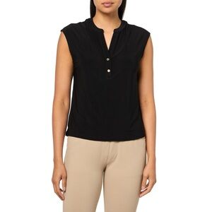 Anne Klein Black Sleeveless Top with Button Accents